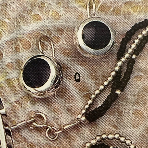 Early Silpada Very Rare Sterling & Chunky Round Onyx Inlaid French Wire Earrings - Picture 9 of 9